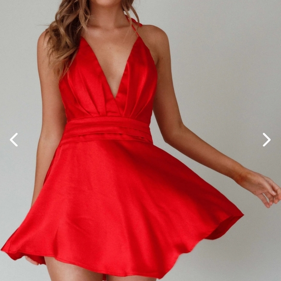 ANGEL BIBA BELLA NOTTE PLUNGING A-LINE MINI DRESS CHERRY - Picture 4 of 12